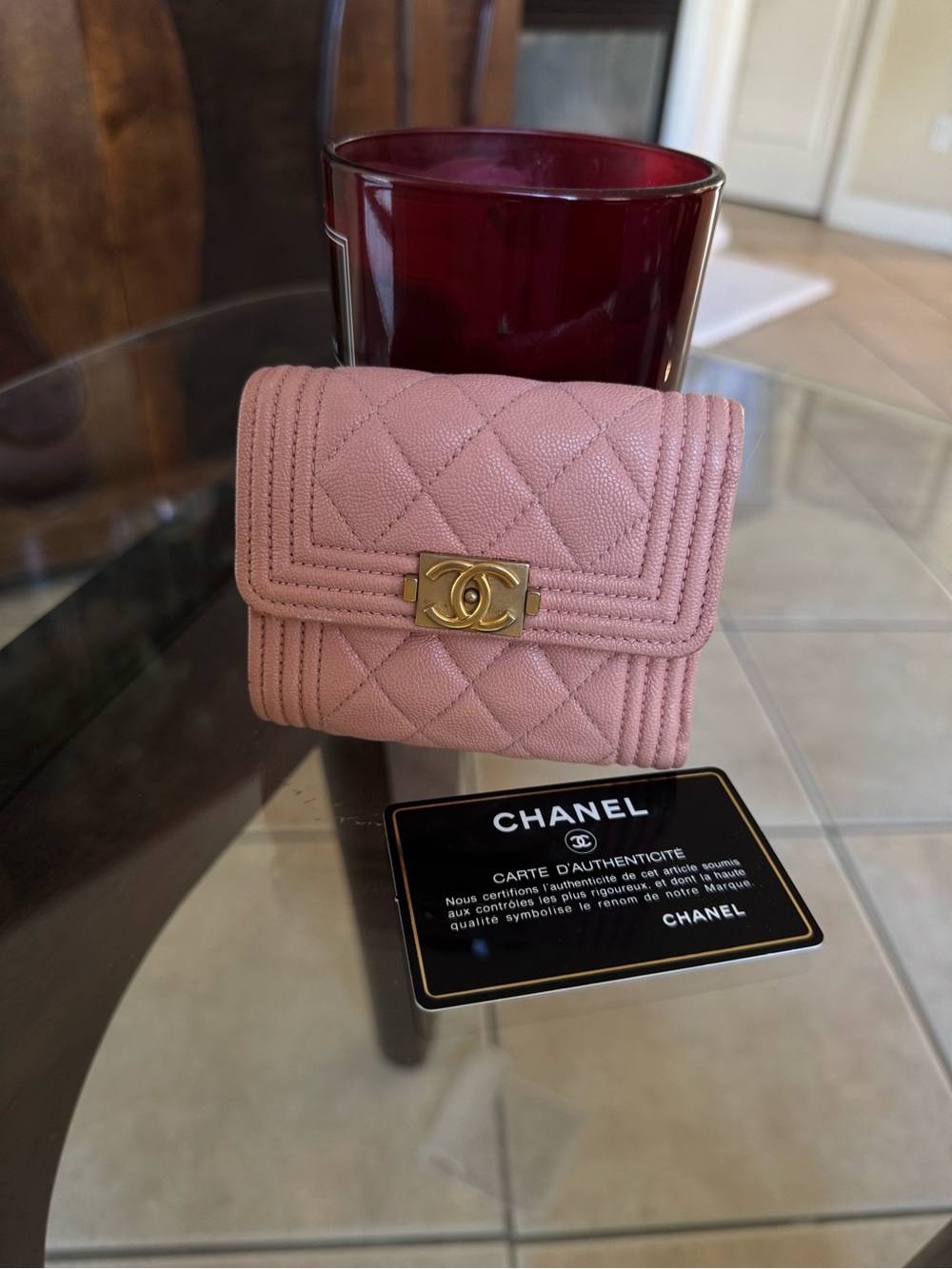 Chanel Pink Caviar Boy Wallet
